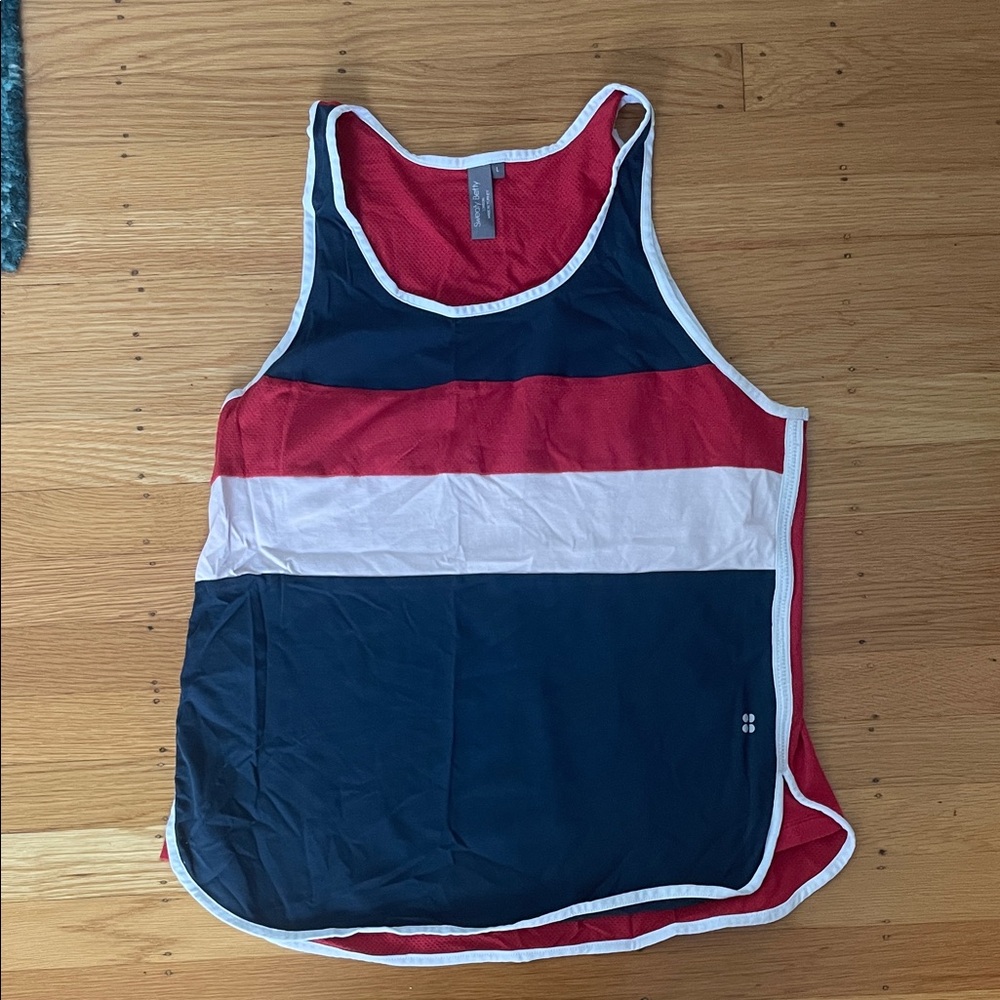 Sweaty Betty Red Athletic Tank with White Trim Sz L